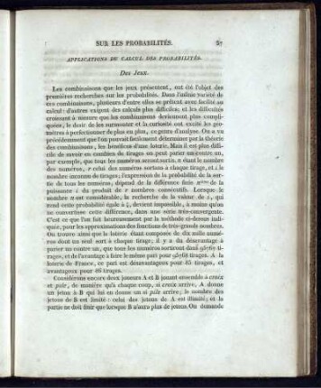 Applications du calcul des Probabilités.