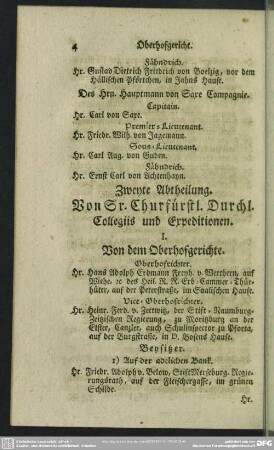 Zweyte Abtheilung. Von Sr. Churfürstlichen Durchl. Collegiis und Expeditionen