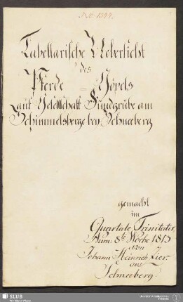 Tabellarische Uebersicht des Pferde-Göpels auf Gesellschaft Fundgrube am Schimmelsberge bey Schneeberg - 18.6218 4.