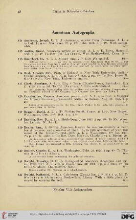 American Autographs (Nr. 131 - 180)