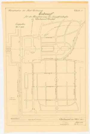 Hauptfriedhof, Dortmund: Lageplan für die Kanalisierung 1:1000