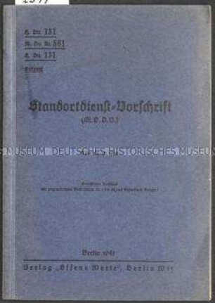 Standortdienstvorschrift in der Fassung vom 24.10.1939