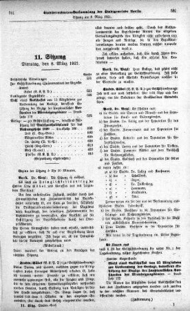Sitzung 11, 8. März 1921