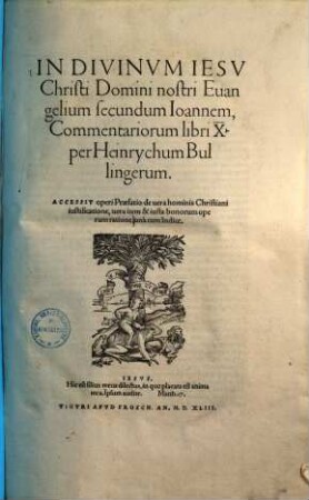 In divinum Jesu Christi domini nostri evangelium secundum Joannem, commentariorum libri X.