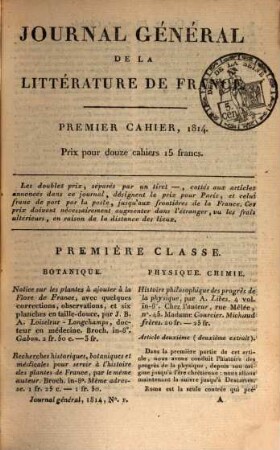 Journal général de la littérature de France : ou indicateur bibliographique et raisonné des livres nouveaux en tous genres, suivi d'un bulletin de la littérature étrangère. 17. 1814