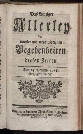 Den 14. Decemb. 1756. Funfzigstes Stück.