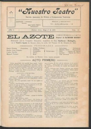 1914001200: El azote : comedia dramática en tres actos