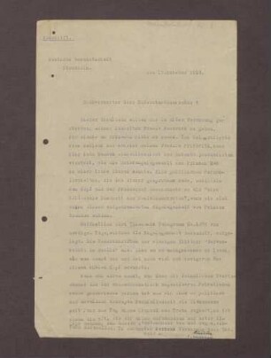 Schreiben von Hellmuth Lucius von Stoedten; Einschätzungen zur Hohenlohe-Briefaffäre aus Schweden