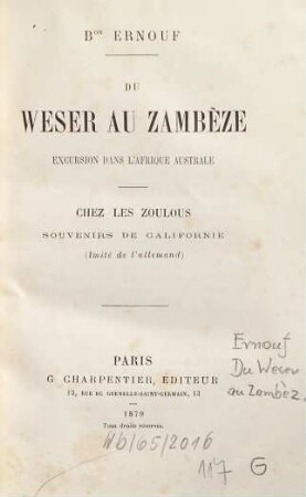 Du Weser au Zambèze : excursion dans l'Afrique australe