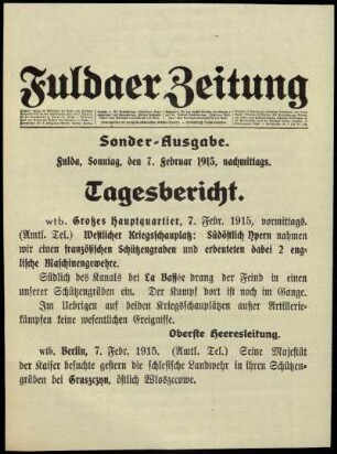 Ausgabe vom Sonntag, den 07. Februar 1915.