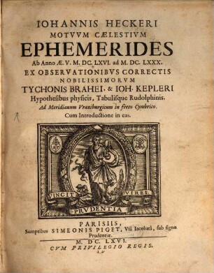 Motuum Caelestium Ephemerides ab Anno 1666 ad 1680