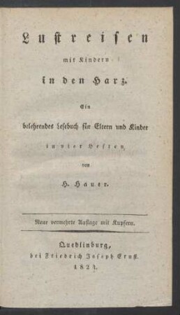 H. 2: Lustreisen mit Kindern in den Harz