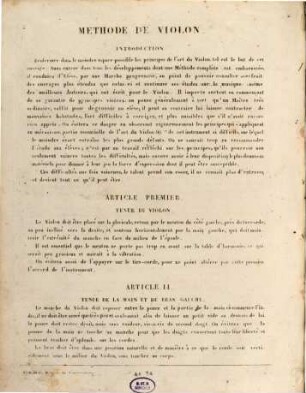 Méthode de violon : suivie d'un traité des sons harmoniques en simple et double cordes, d'après le système de Paganini ; oeuvre 34