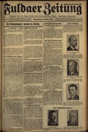 Erste Ausgabe vom Donnerstag, den 30. März 1933.