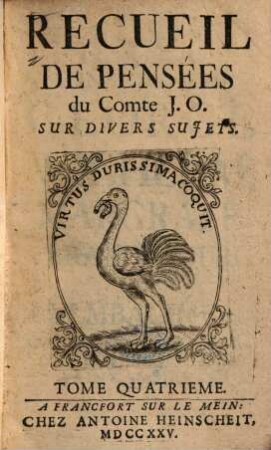 Recueil De Pensées du Comte J. O. Sur Divers Sujets. 4