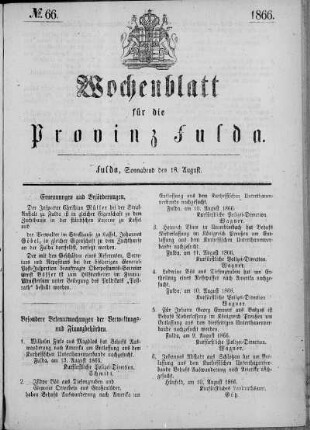 Nr. 66, Ausgabe vom 18. August 1866