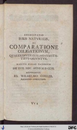 X. Exercitatio Iuris Naturalis, De Comparatione Obligationum, Quae Ex Diversis Hominum Statibus Oriuntur.