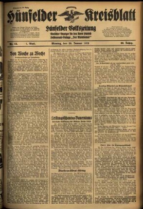 Erste Ausgabe vom Montag, den 28. Januar 1935.