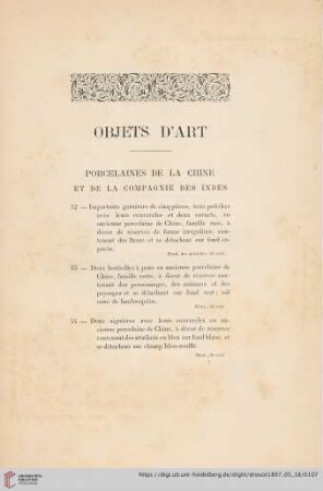 Objets d'Art (Nr. 52 - 172)