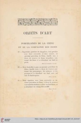 Objets d'Art (Nr. 52 - 172)