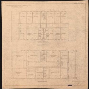 Verwaltungsgebäude, Römergrube bei Rybnik: Vorschlag A, Grundrisse EG, OG 1:100