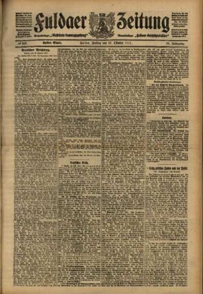 Erste Ausgabe vom Freitag, den 27. Oktober 1911.