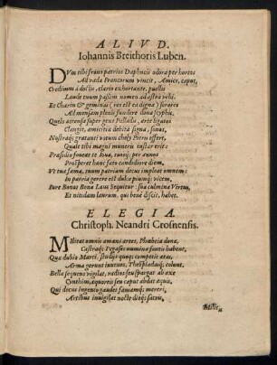 Elegia. Christoph. Neandri Crosnensis.
