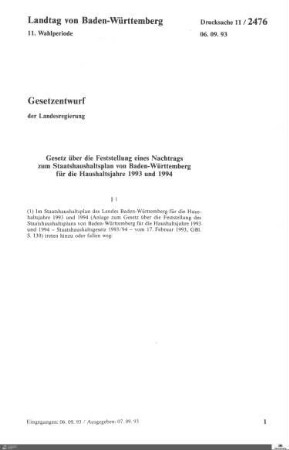 Staatshaushaltsplan 1993-1994
