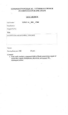 KENDRIYA SALAHKARI SABHA VOUCHERS