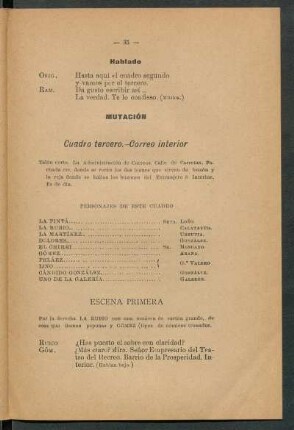 Cuadro tercero. - Correo interior