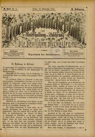 9. Lief. Nr. 2. Berlin, 12. September 1874. 2. Jahrgang.
