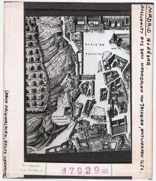 Madrid, Alcázar: Ausschnitt aus dem Stadtplan von Teixeira