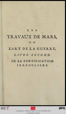 Livre Second: De la Fortification irreguliere