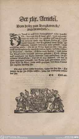 Der XLIX. Artickel. Vom holtz zum Bergkwerck / zugebrauchen.