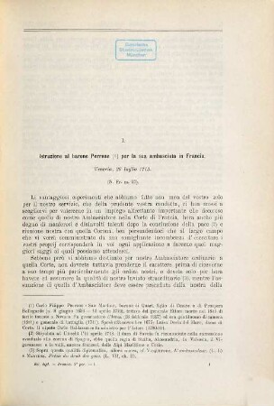 Relazioni diplomatiche della Monarchia di Savoia dalla prima alla seconda restaurazione (1559 - 1814) : Francia. Periodo, 4,1. (1713 - 1715)