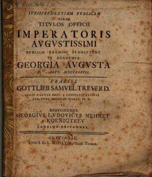 Iurisprudentia publica circa titulos officii imperatoris augustissimi