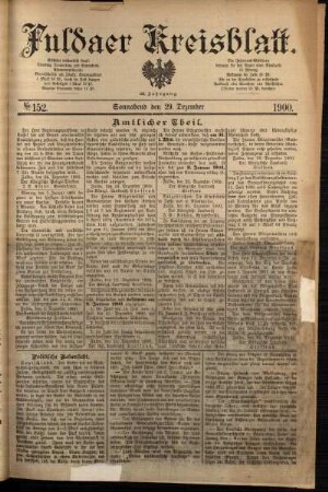 Erste Ausgabe vom Samstag, den 29. Dezember 1900.