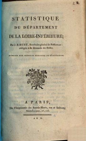 Statistique du Departement de la Loire-inferieure