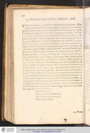 74. Valentinianus LXXIIII. Imp.