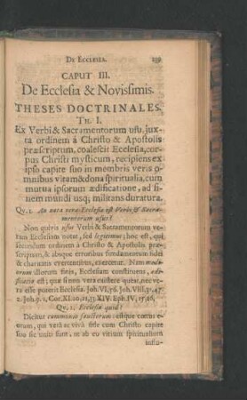 Caput III. De Ecclesia & Novissimis.