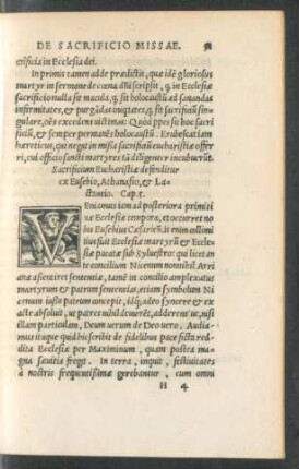 Sacrificium Eucharistiae defenditur ex Eusebio, Athanasio, et Lactantio. Cap. 5.