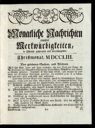 Christmonat MDCCLIII