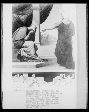 Prophet Nathan vor König David Buße predigend