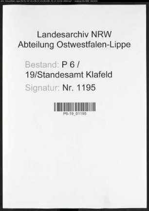 Sterberegister Standesamt Klafeld