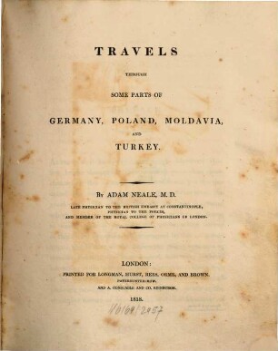 Travels through some parts of Germany, Poland, Moldavia and Turkey