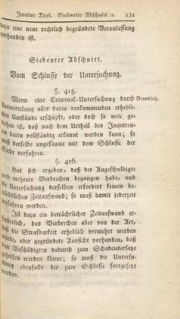 Siebenter Abschnitt. Vom Schlusse der Untersuchung