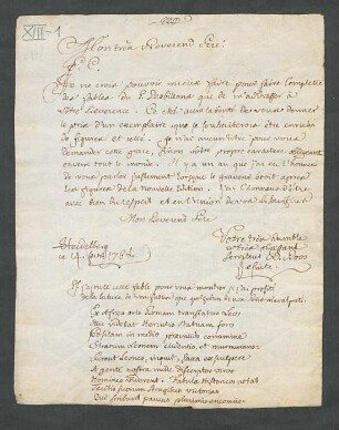 [Brief von Dominique Roos an François-Joseph Terrasse Desbillons]