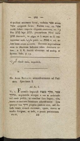 [ IX. Ge. Alex. Ruperti Animadverss. ad Psalmos Spec. I.]