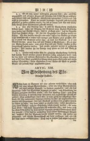 Artic. XIII. Von Ehescheidung des Ehebruchs halber