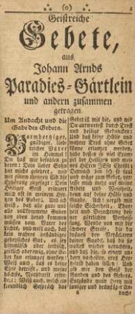 Um Andacht und die Gabe des Gebets